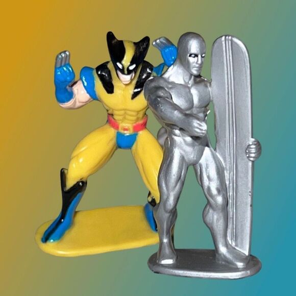 Vintage 1996 Marvel Silver Surfer & Wolverine PVC Figure's 2” B4 - Picture 1 of 4